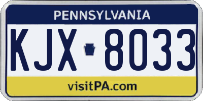PA license plate KJX8033