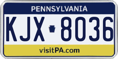 PA license plate KJX8036