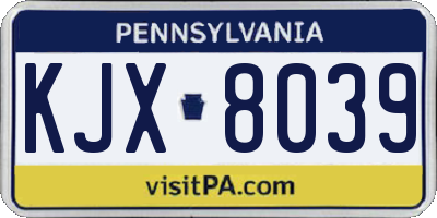 PA license plate KJX8039