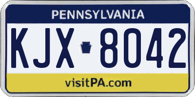 PA license plate KJX8042