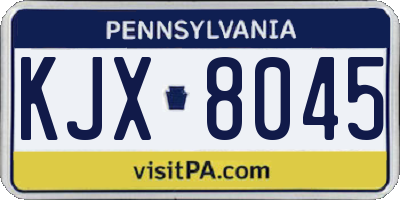 PA license plate KJX8045