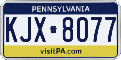 PA license plate KJX8077