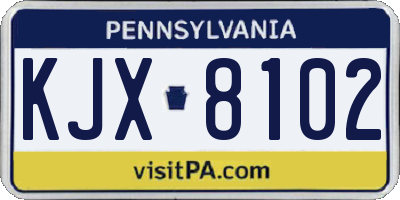 PA license plate KJX8102