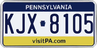 PA license plate KJX8105