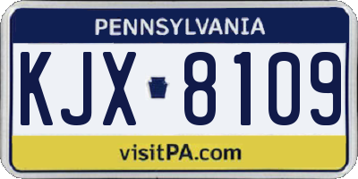 PA license plate KJX8109