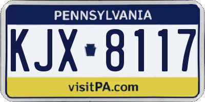 PA license plate KJX8117