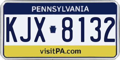 PA license plate KJX8132