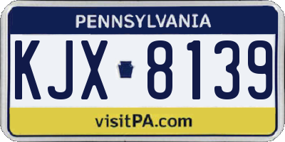 PA license plate KJX8139