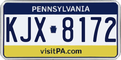 PA license plate KJX8172