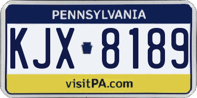 PA license plate KJX8189