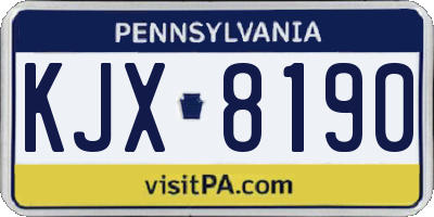 PA license plate KJX8190
