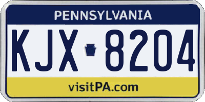 PA license plate KJX8204
