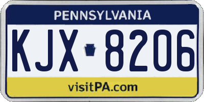 PA license plate KJX8206