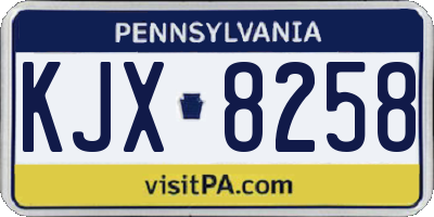PA license plate KJX8258