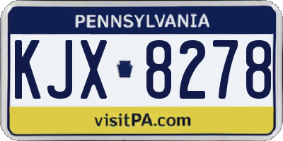 PA license plate KJX8278
