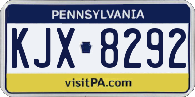 PA license plate KJX8292