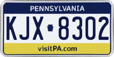 PA license plate KJX8302