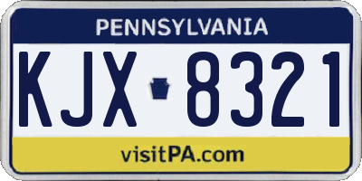 PA license plate KJX8321