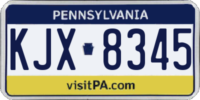 PA license plate KJX8345