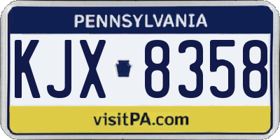 PA license plate KJX8358