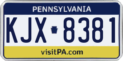 PA license plate KJX8381