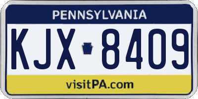 PA license plate KJX8409