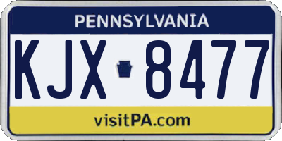 PA license plate KJX8477