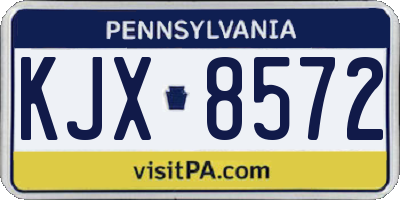 PA license plate KJX8572