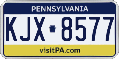PA license plate KJX8577