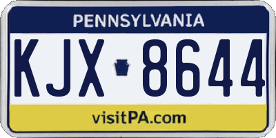 PA license plate KJX8644