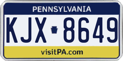 PA license plate KJX8649