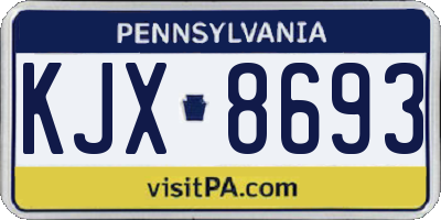 PA license plate KJX8693