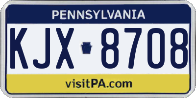 PA license plate KJX8708