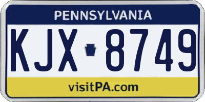 PA license plate KJX8749