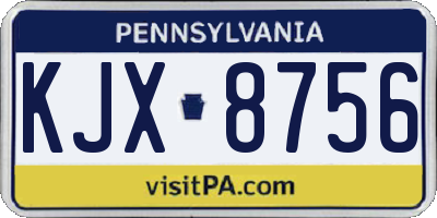 PA license plate KJX8756