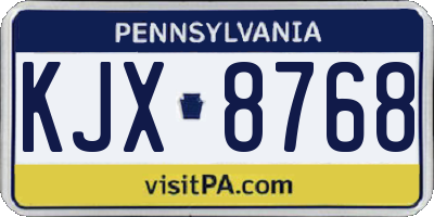PA license plate KJX8768