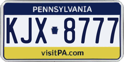 PA license plate KJX8777
