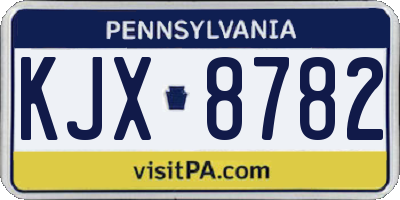 PA license plate KJX8782