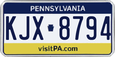 PA license plate KJX8794