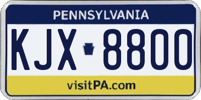 PA license plate KJX8800