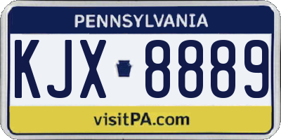 PA license plate KJX8889