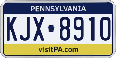 PA license plate KJX8910