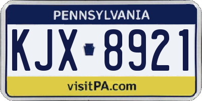 PA license plate KJX8921