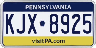 PA license plate KJX8925