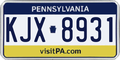 PA license plate KJX8931
