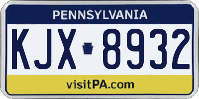 PA license plate KJX8932