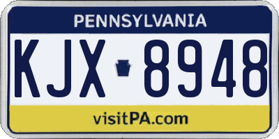 PA license plate KJX8948