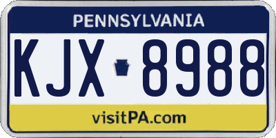 PA license plate KJX8988