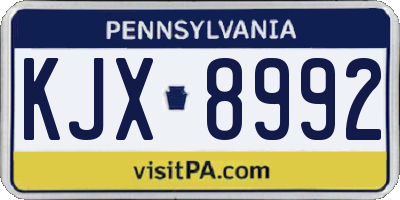 PA license plate KJX8992