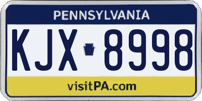 PA license plate KJX8998